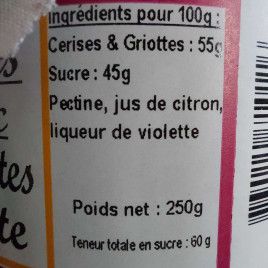 Confiture Cerises griottes à la violette - Au Comtois Courtois - 230 g