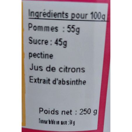 Confiture pommes à l'absinthe - Au Comtois Courtois - 250 g